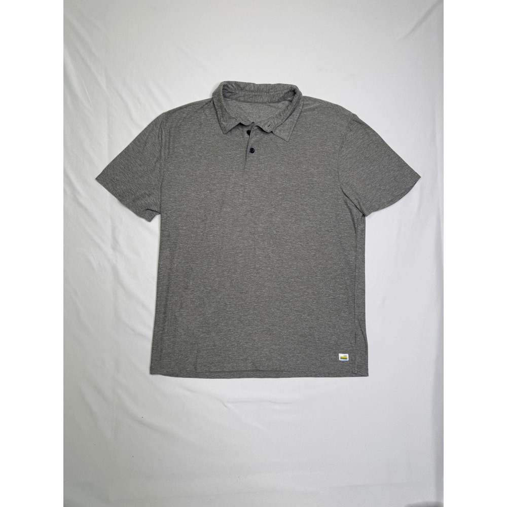 Vuori Strato Tech Polo Shirt Mens Medium Heather Grey Short Sleeve Athlesuire
